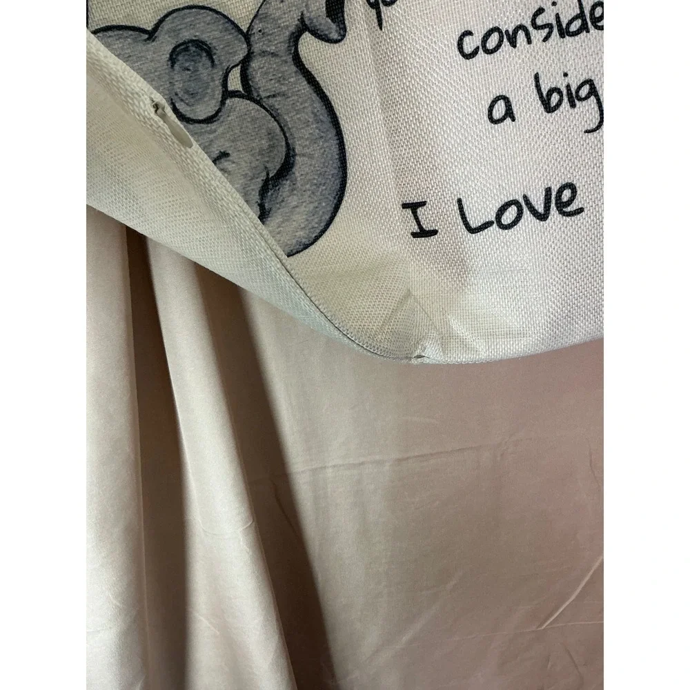 To My Granddaughter Elephant Throw Pillow Cover Cream Linen 17.5x17.5 Square